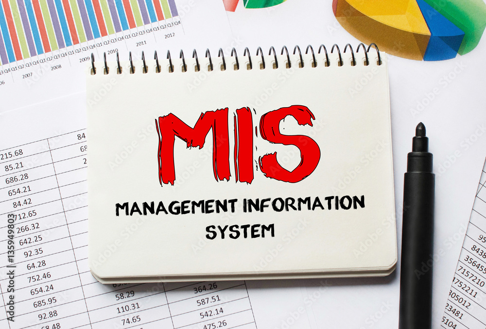 Poster notebook with tools and notes about mis, concept