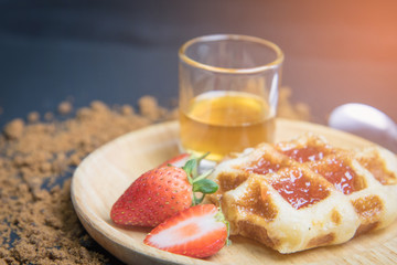 Waffles on the wood plate