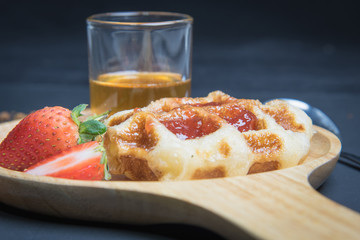 Waffles on the wood plate