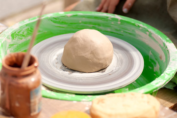 clay on a Potter's wheel
