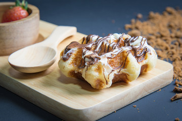 Waffles on the wood plate