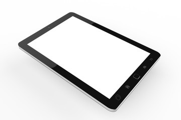Modern digital black tablet on white background 3D rendering
