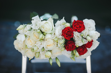 Bouquet of flowers close-up. Roses on a holiday