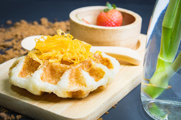 Waffles on the wood plate