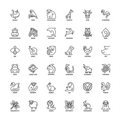 Outline icons. Animals
