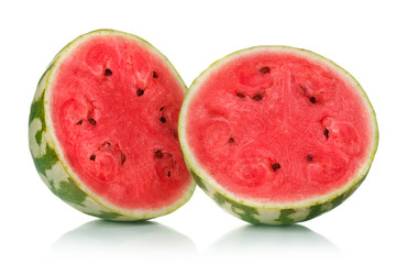watermelon halves isolated on white background