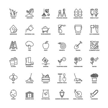 Outline icons. Gardening