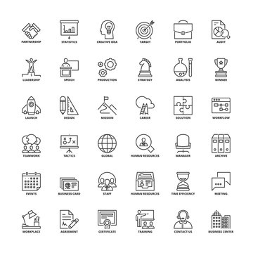 Outline icons. Business