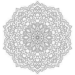 Eastern ethnic mandala. Round symmetrical pattern. Coloring