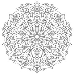 Eastern ethnic mandala. Round symmetrical pattern. Coloring