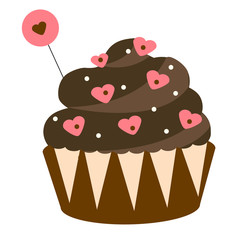 St Valentine's day, romantic, love chocolate cupcake. Design element, icon