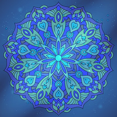 Color mandala vector ethnic pattern, round symmetrical