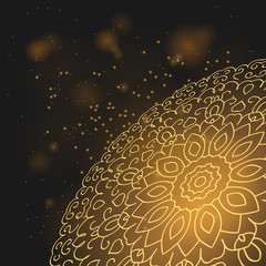 Golden mandala planet in the night