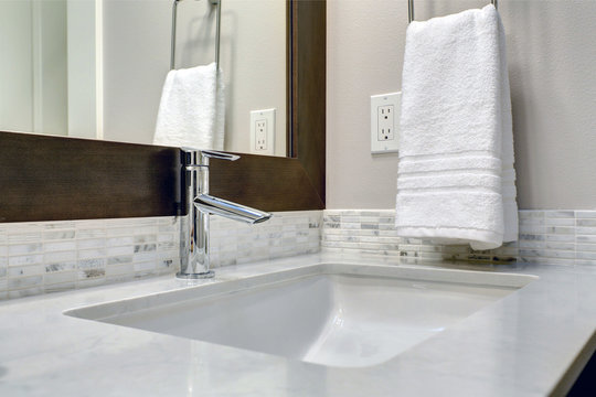 Close-up view of bathroom vanity