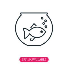 Fish in aquarium icon vector