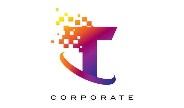 Letter T Colourful Rainbow Logo Design.