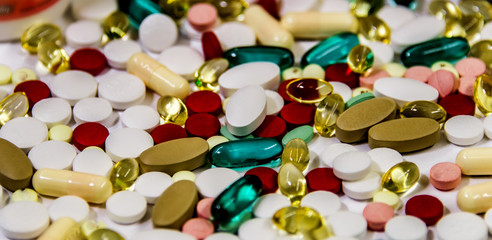 Colorful healthy treatment of supplement. 