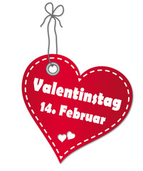 Valentinstag 14. Februar, Anhänger in Herzform als Erinnerung