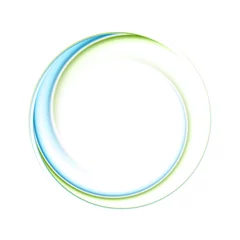 Tuinposter Abstract bright blue green iridescent circle logo. Smooth blurred concept round vector design © saicle