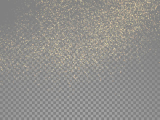 Sparkling gold glitter particles effect, golden glittering space star dust
