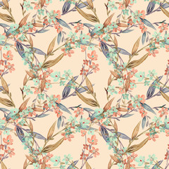 Floral Seamless Pattern. Raster Background.