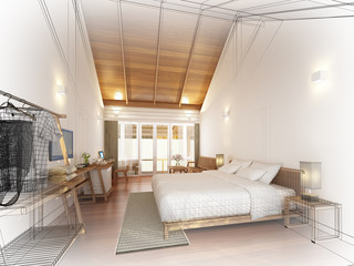 abstract sketch design of interior bedroom