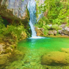Naklejka premium Waterfall at Olympus mountain, Greece