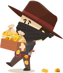 coffre-fort d&eacute;valis&eacute; par un bandit cow-boy