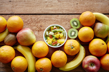 fresh organic fruit and fruit salad