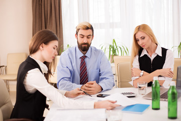 Business team meeting discussion finansial report