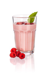Raspberry shake glass isolated on white