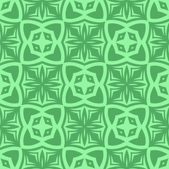 Decorative Retro Seamless Pattern. Ornamental Green Background