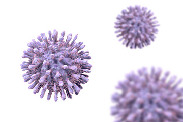 HIV, AIDS virus, 3D illustration. Human immunodeficiency virus isolated on white background