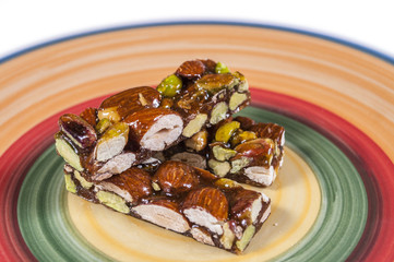 Pistachio and almond italian nougat