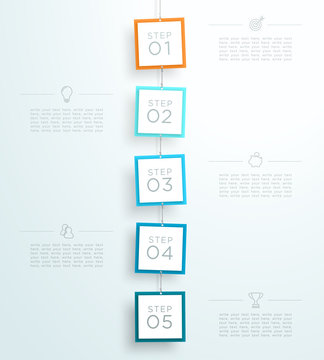 Infographic 5 Steps In 3d Hanging Signs Template A