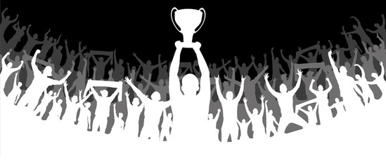 Background with cheering people