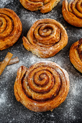 Freshly Baked Traditional Sweet Cinnamon Rolls, Swirl
