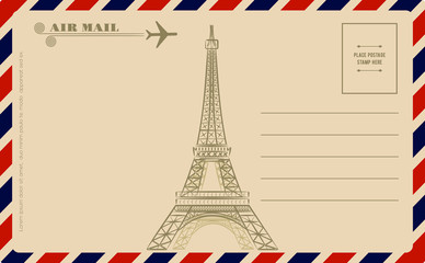 Vintage postcard with Eiffel Tower