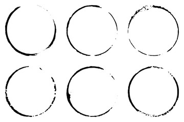 Vector set of cofee ring stains. Grunge style design element