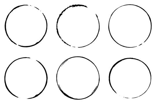 Vector set of cofee ring stains. Grunge style design element