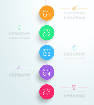 Infographic 5 3d Circle Steps Hanging Template D