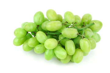 fresh green grapes isolated on white background