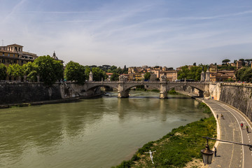May 28, 2016: A bridge crossing the Tiber river, Rome