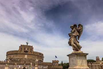 May 28, 2016: A statue in the bridge that leads to the castle of Sant Angelo