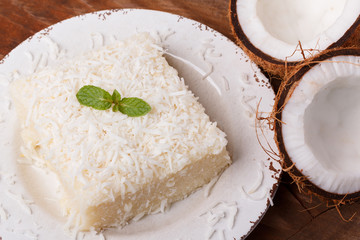 Brazilian traditional dessert: sweet couscous (tapioca) pudding