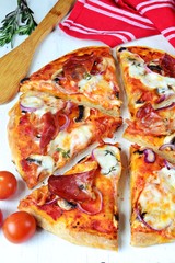 Prosciutto and Vegetables Pizza