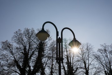 Sun shining through lamp. Slovakia