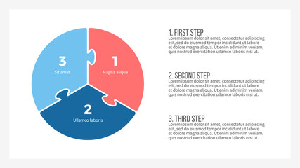 Pie chart. Presentation template with 3 steps, options.