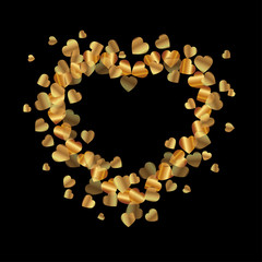 Abstract vector golden heart . Element for frame. Vector illustration for Valentines Day. Love concept. Cute happy wallpaper. Good idea for your Wedding. Romantic Lovely Frame Design