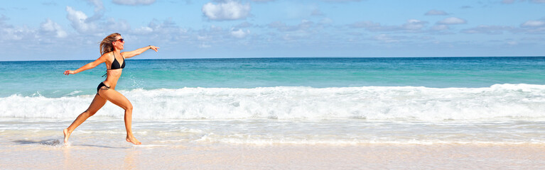 Woman running on the beach